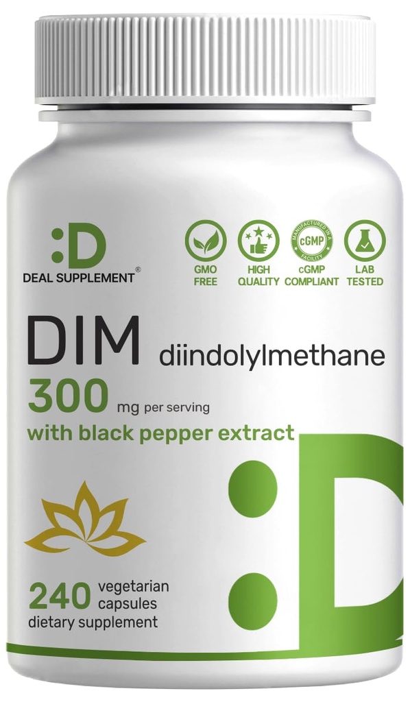 DIM Supplement 300mg, 240 Caps, 4 Måneder Suppliance 124; Østrogen Balance for Mænd & Kvinder