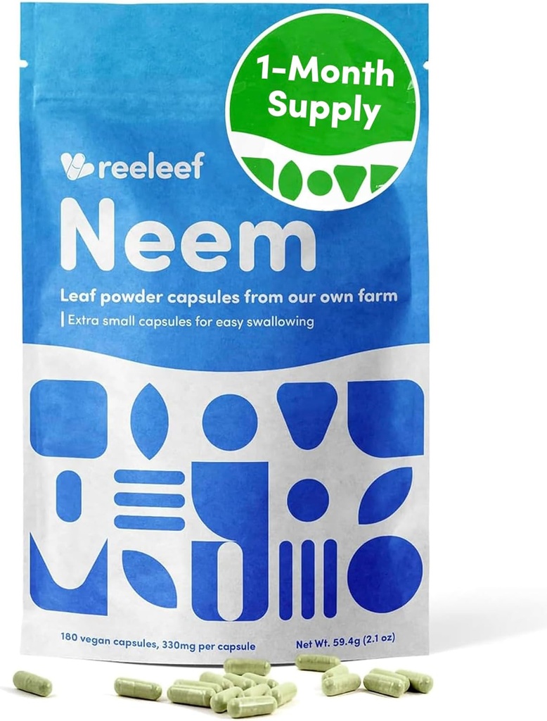 Pure Herbal Neem Leaf kapsler - 180 Count 330 mg - Ingen tilsætningsstoffer - Vegan