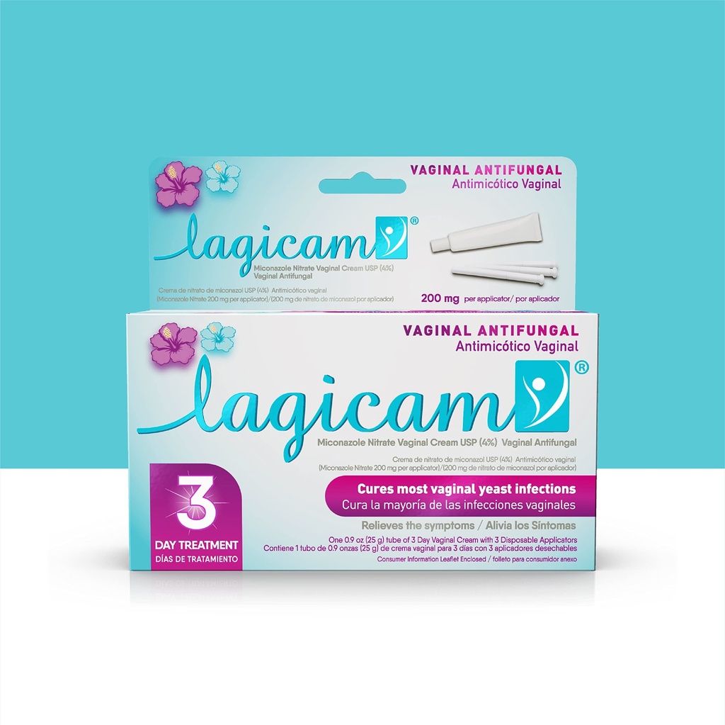 Laricam 3 Dag Vaginal Gær Infektion Behandling for kvinder, Begynd at arbejde på 1. Dag, Miconazole Nitrat, Antifungal Cream lindrer kløe og irritation, 3 Disponible Applikatorer & Cream (1 pakke)