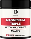 Triple Magnesium Complex 500 mg - 150 kapsler - 100 mg Elemental Magnesium Compound supplement med Magnesium Glycinat, Citrate & Malate - Support Knogler Sundhed, Muskel & Immunsystem