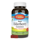 Carlson - Black Elderberry Gummies, med C-vitamin og zink, immunstøtte, 120 Gummies