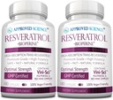 Godkendte Science ® Resveratrol - 1000 mg Trans Resveratrol - 250 mg Polyphenol - 98% Renhed - omfatter Bioperine ® - 380 Veganske venlige kapsler - 2 flasker