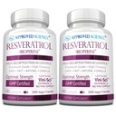 Godkendte Science ® Resveratrol - 1000 mg Trans Resveratrol - 250 mg Polyphenol - 98% Renhed - omfatter Bioperine ® - 380 Veganske venlige kapsler - 2 flasker