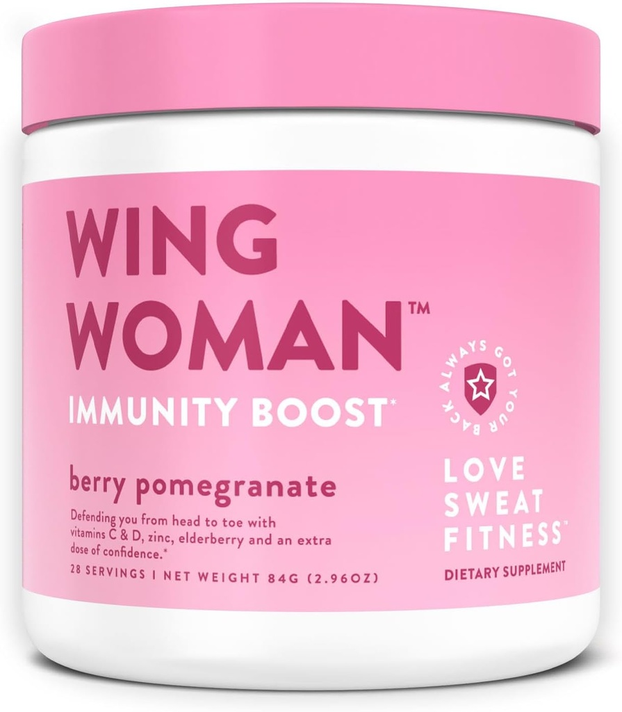 Love Sweat Fitness Immunitet Boost Powder • 124; Wing Woman Berry Pomegranate • 124; Sund immunsystem, Antioxidant Boost, Styrke Defenses • 124; Vegan, Ingen sukker, Gluten Free, Non- GMO - 28 Servering