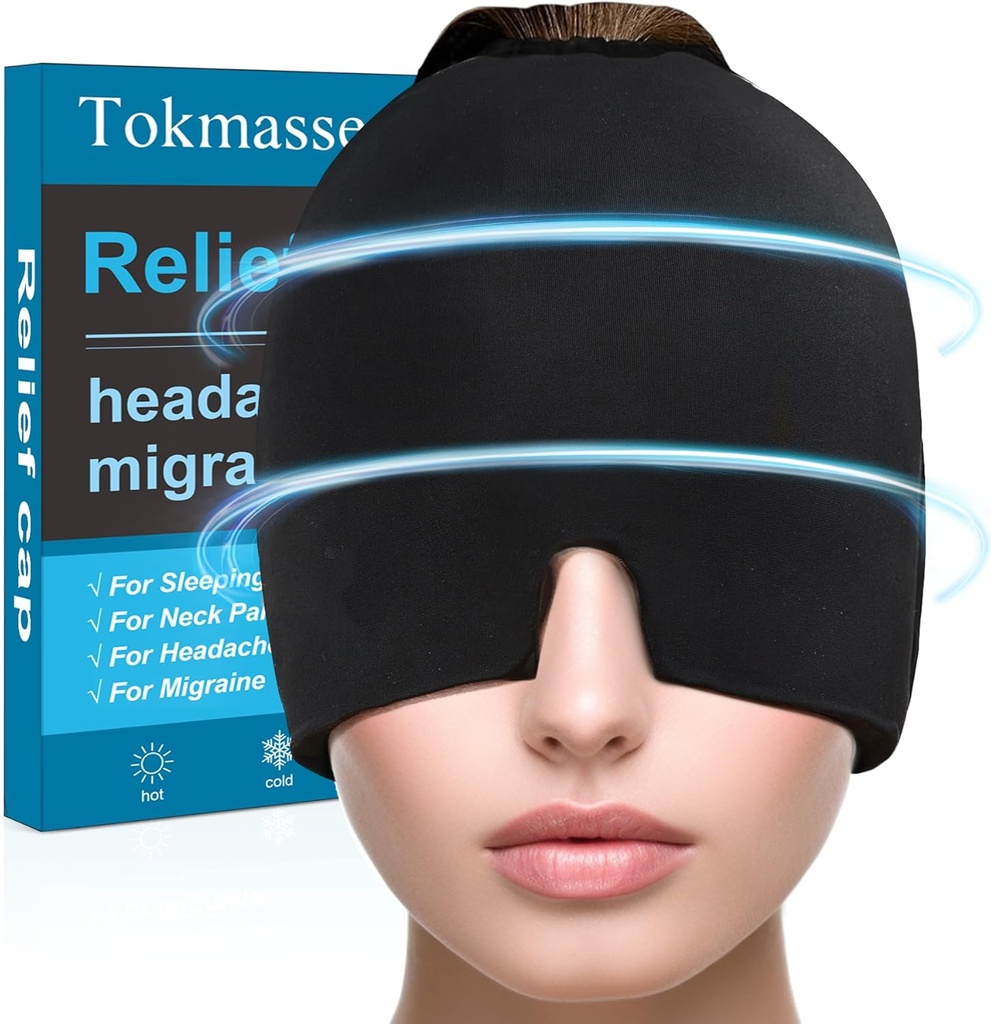Migræne Relief Cap, is Head Pack Gel, kold og varmebehandling, Sinus Eye Patch Hovedpine, hævede øjne, lindring af spænding og tryk
