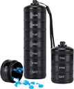 XHT Premium Weekly Metal Pill Organizer 7 Dag 2 gange om dagen - Vandtæt AM PM Pill Organizer Rejsetilfælde, Heavy Duty Pill Holder og Pill Box for Medicin, Vitaminer, Fiskeolie & Kosttilskud