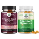Bundle af D Mannose Kapsler til Urinary Tract Sundhed for kvinder Fast fungerende Super Koncentreret Tranebær 90ct og Chewable C-vitamin Gummier for voksne - Halal C-vitamin immunstøtte Gummies