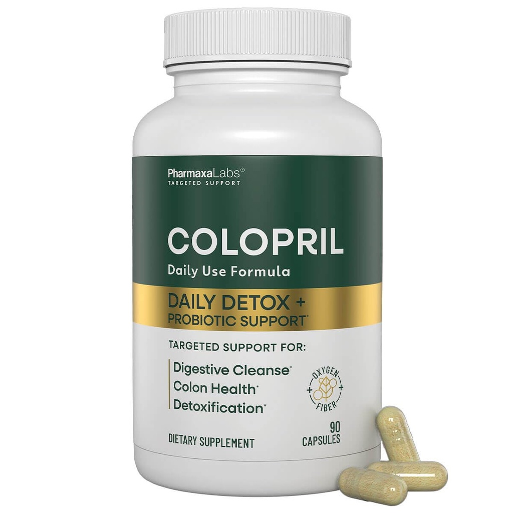 Colon Cleanse Kosttilskud - Understøtter rensning af tarme og fordøjelsesmiddel - Eases Obstipation - Ginger Root, Lactobacillus, Psyllium Husk & Magnesium Oxide - 90 kapsler (pakning med 1)