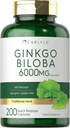 Carlyle Ginkgo Biloba Pills | 6000mg | 200 Capsules | with Bacoba Extract | Extra Strength, Non-GMO and Gluten Free Herbal Supplement