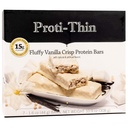 Proti- Thin Fluffy Vanilla Crisp Protein Bars, 15g Protein, Lav kalorie, Meget lav Carb (VLC), Lav Fedt, Høj Fiber Snack Bar, KETO Diet venligt, Ideel Protein Kompatibel, Ingen Gluten Ingredienser, 7 / Box