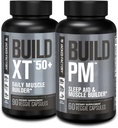 Jacked Factory Build- XT 50 + Daily Muscle Builder (90 Capsules) & Build PM Night Time Muscle Builder & Sleep Aid (60 Capsules) for Muscle Growth, Vitality, & Recovery