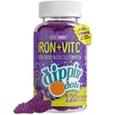 Jern med C-vitamin & B12 Gummies (120 Greve) Vital for Red Blood Cell Formation Budd124; Gum Drop Grape Real Pectin Fruit Chew Kosttilskud Budd124; Vegan, Non- GMO, Gluten Free & Gelatine Free