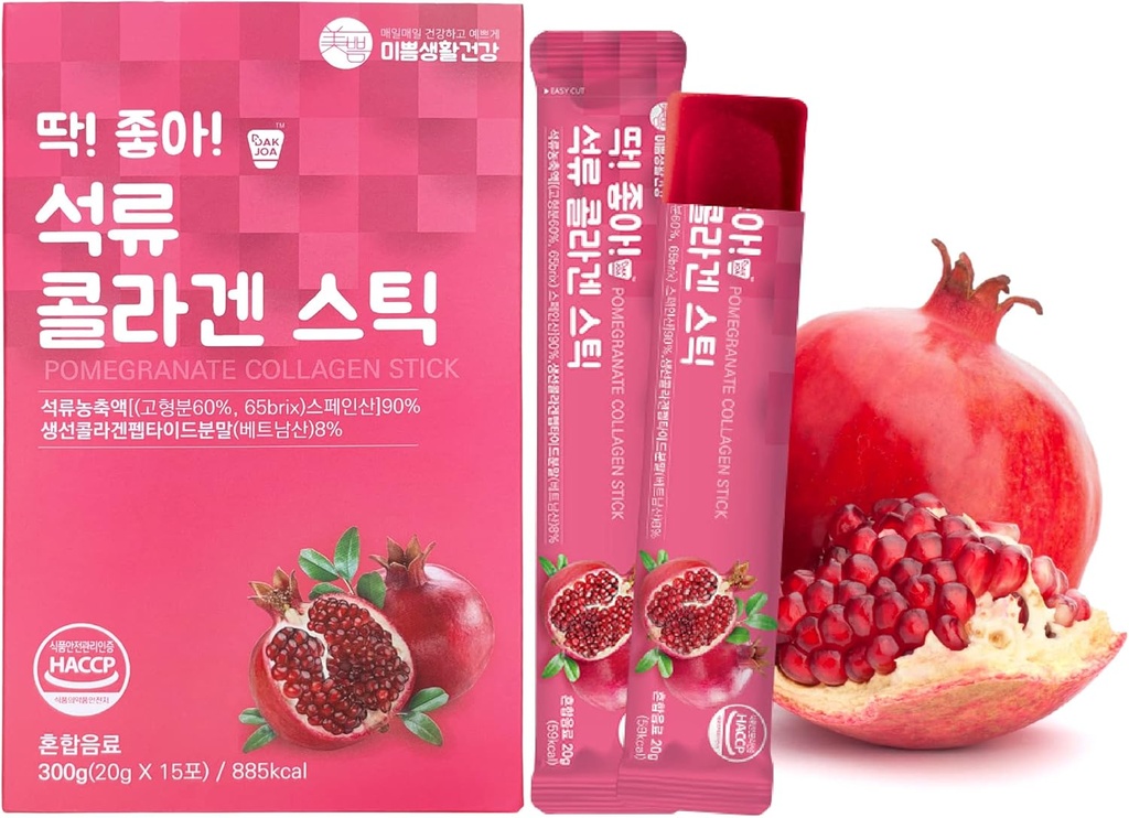Pomegranat Collagen Jelly Stick 20g * 15 Stick 1,600 mg lavmolekylære fisk collagen anti-aging [DDAKJOA]