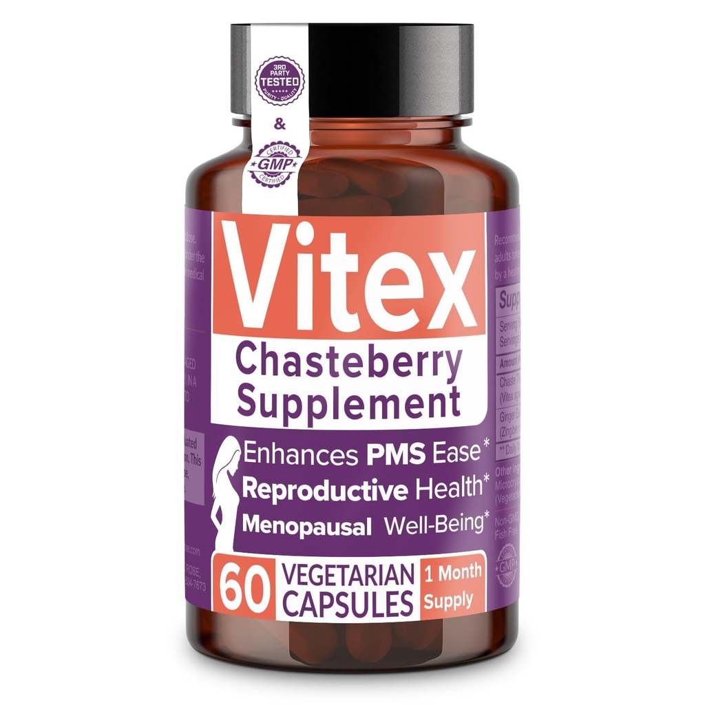 Intimate Rose Vitex Chasteberry supplement til kvinder, 1000 mg - Chaste Tree Berry for Hormone Balance, Fertilitet & PMS support, Regulere cykler - 60 kapsler