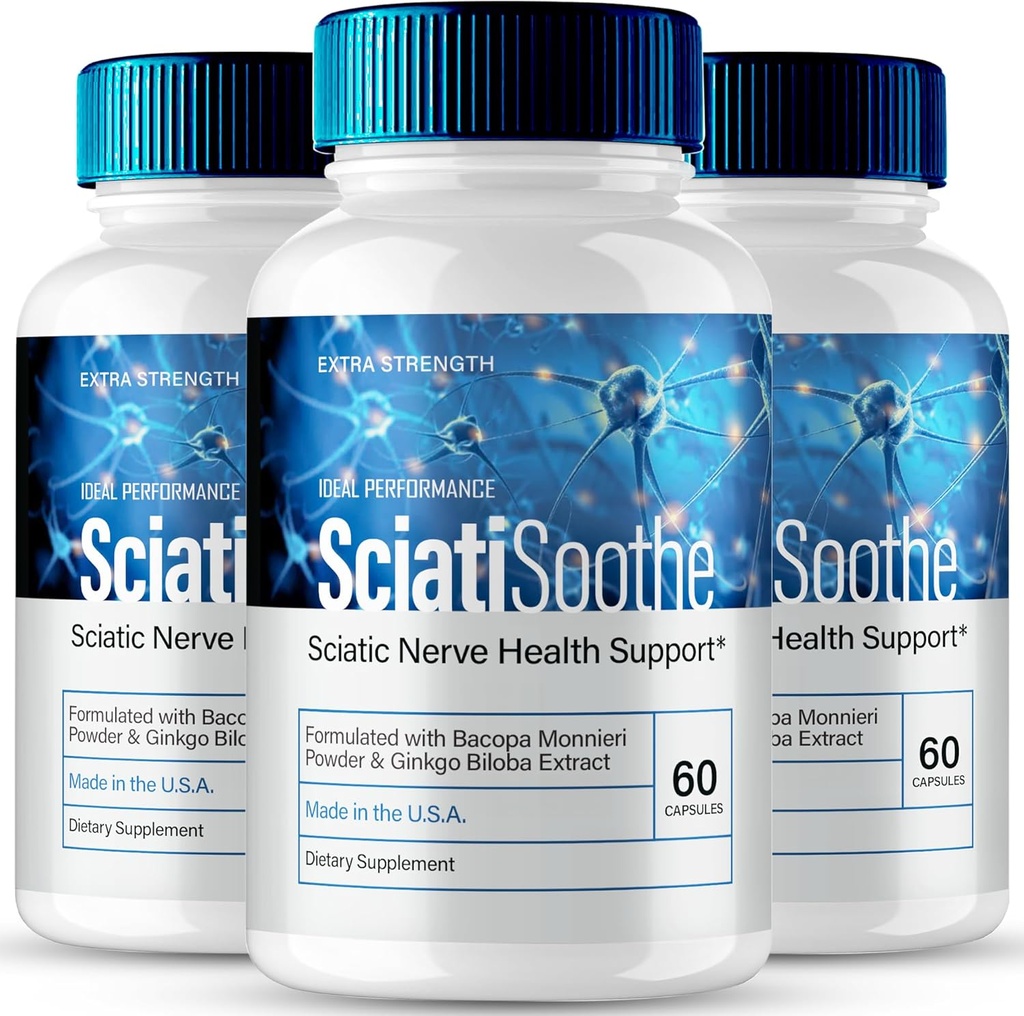 SciatiSoothe for Sciatica Capsules, Sciati Soothe Nerve Health Support, SciatiSoothe Supplement Advanced Formel, Nerve Support Pills - Maksimal styrke - SciatiSoothe Anmeldelser (3 Pack)