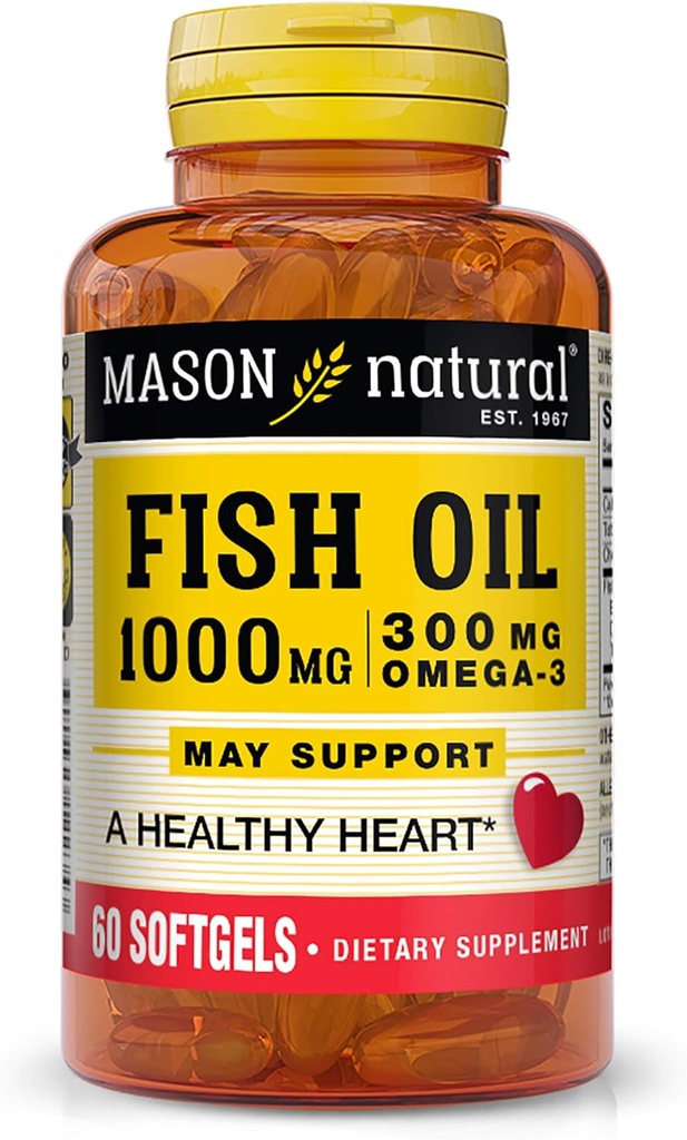 Mason Vitamins Fish Oil 1000 Mg Omega-3 Softgels, 60 Count