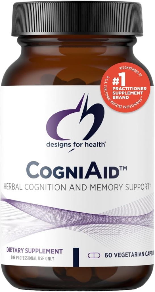 Design for sundhed CogniAid - Urtemateriale + Mood Formel med Green Tea Extract, Wild Blåbær + Bacopa (60 kapsler)