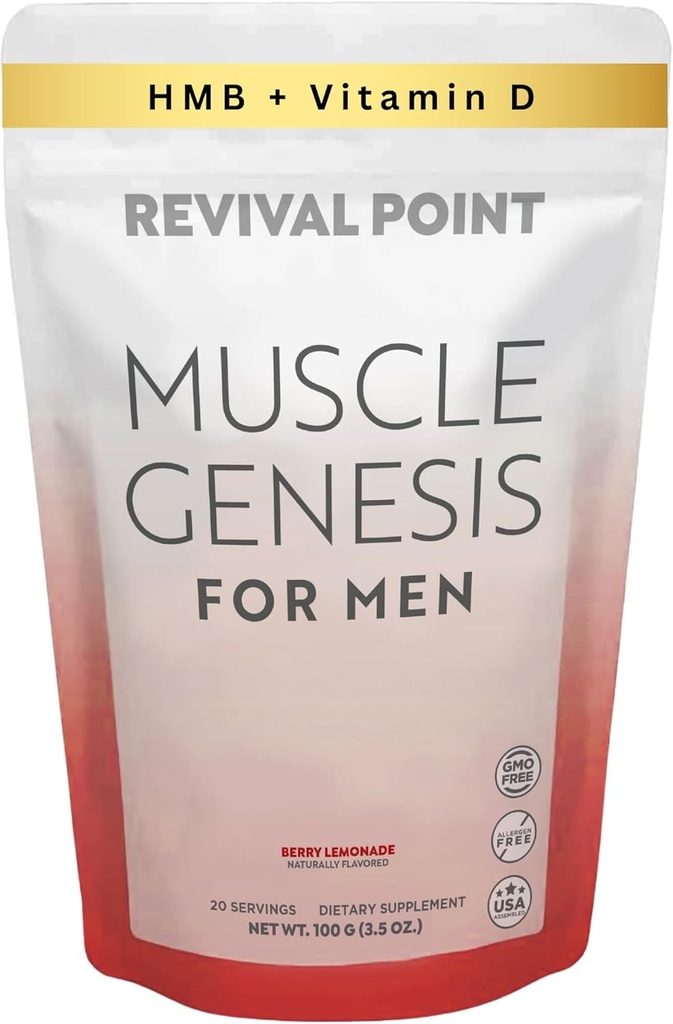 Muskel Genesis HMB og D3- vitamin supplement med klinisk undersøgt myHMB, Calcium og VIT C - 5000mg Per Serving - fremmer inddrivelse, Lean muskelmasse, og sund aldring hos mænd