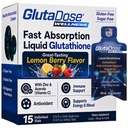 GlutaDose Liquid Glutathione Supplement, L Glutathione Liquid w/Acerola & Zinc, Natural Lemon Berry Flavor, Zero Sugar Antioxidant Formula for Daily Immune Support, 15 Single Serve Vials