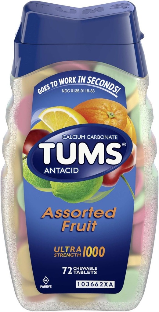 Tums Calcium Rich Ultra Strength 1000 - Assorted Fruit - 86 Tablets