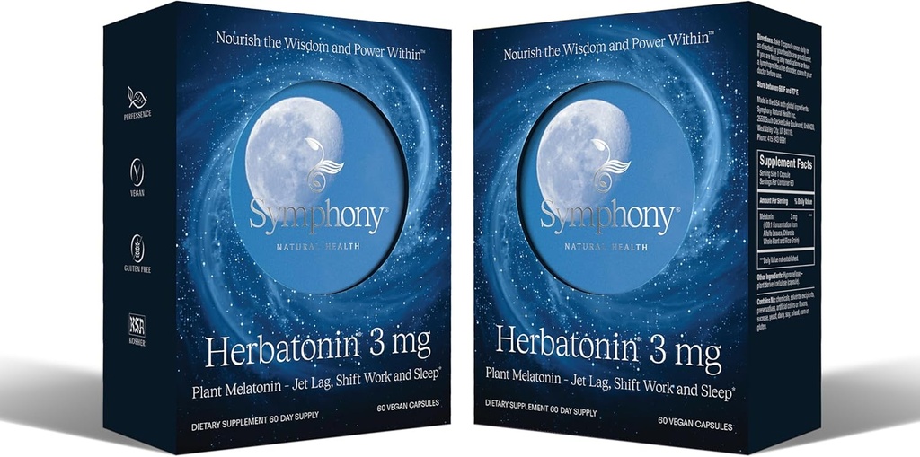 3 mg - Den første naturlige plante Melatonin Voksen Sleep Aid, Circadian Rhythm Support til Jet Lag, Shift Work, General Sleeplesness - 120 Pure Vegan Kapsler (120 Day Supply)