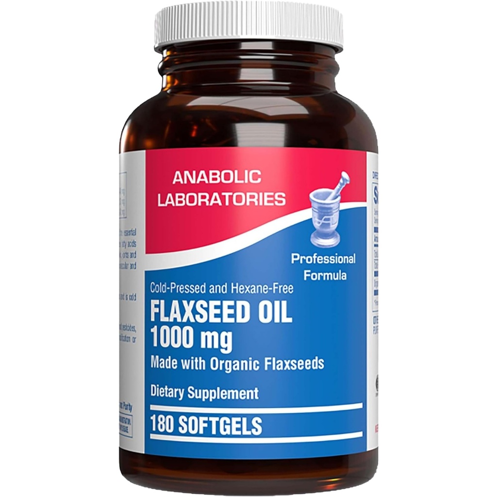 Cold Pressed Organic Flaxseed Oil 1000mg Softgels - Ikke GMO Organic Flax Seed Oil Rich i naturligt occurring Omega 3 6 9 for Full Body Benefits - Fish Free Omega 3 tillæg (180 Softgels)