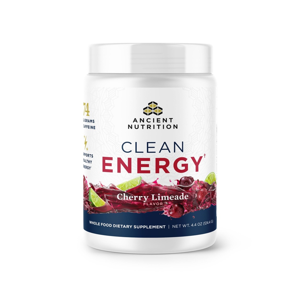 Ancient Nutrition Clean Energy Powder, Cherry Limeade, understøtter sund energi og kognitiv sundhed, fremmer mental alerness og fokus, 30 Serveringer