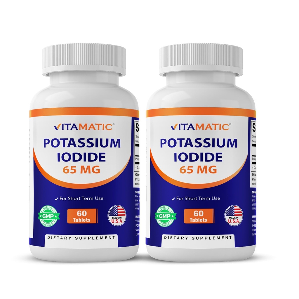 Vitamatic Kalium Iodide 65 mg per servering - 60 tabletter - Thyreoideaunderstøttelse - KI piller (60 greve (pakke med 2))