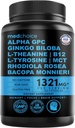 12- in-1 Nootrop Ginkgo Biloba for Brain Support, Memory and Focus - B12, Alpha GPC, L Theanine og Cholin Kosttilskud med Bioperine Non Coffeined 1321mg (60ct)