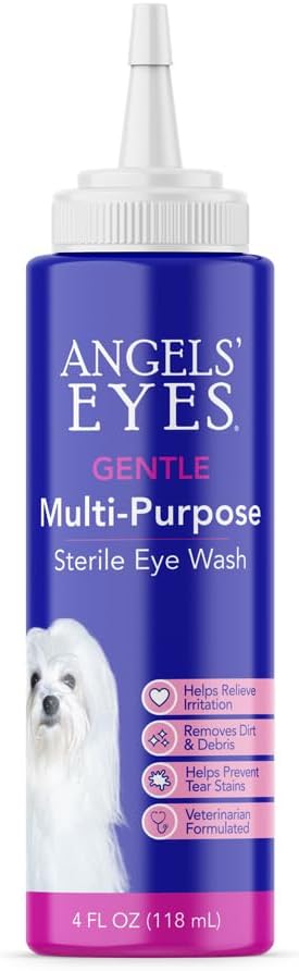 ANGELS 'Eyes Multi- Formål Steril øje vask 4 oz Eye Cleaner og Skyl, Tear Stain Reducer for allergier, vragdele, Mucus, Irritation og Weepy øjne for alle hunde med boric syre