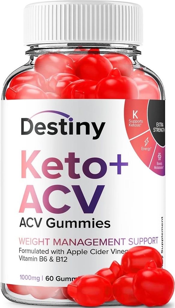 Destiny Keto ACV Gummies - Avanceret formel Destiny Keto Plus ACV Gummies, Vægt Management, Destiny ACV Kosttilskud Mænd Kvinder (60 Gummies)