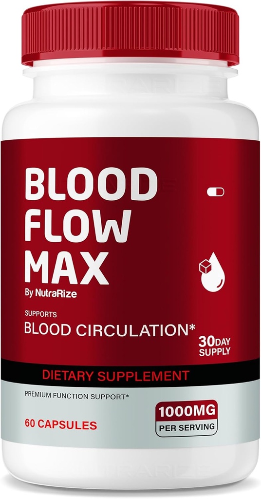 NutraRize Blood Flow Max Kapsler, Advanced Blood Support Formel, Maksimal styrke supplement til sund blodcirkulation, Alle naturlige Vitamin piller til Samlet Wellness, Anmeldelser (60 Kapsler)