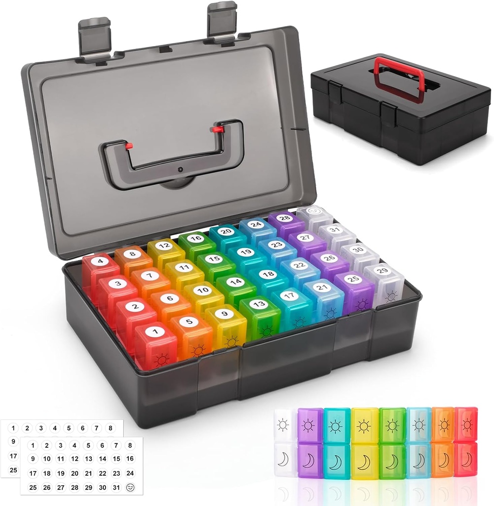 Månedlig Pill Organizer 2 gange om dagen, 30 dag Pill Organizer 2 gange om dagen, Pill bokse og Organizer 2 gange om dagen med rejsetilfælde, Måned Pill Box Organizer med 32 daglige komiteer, Moth Pill Box Am Pm