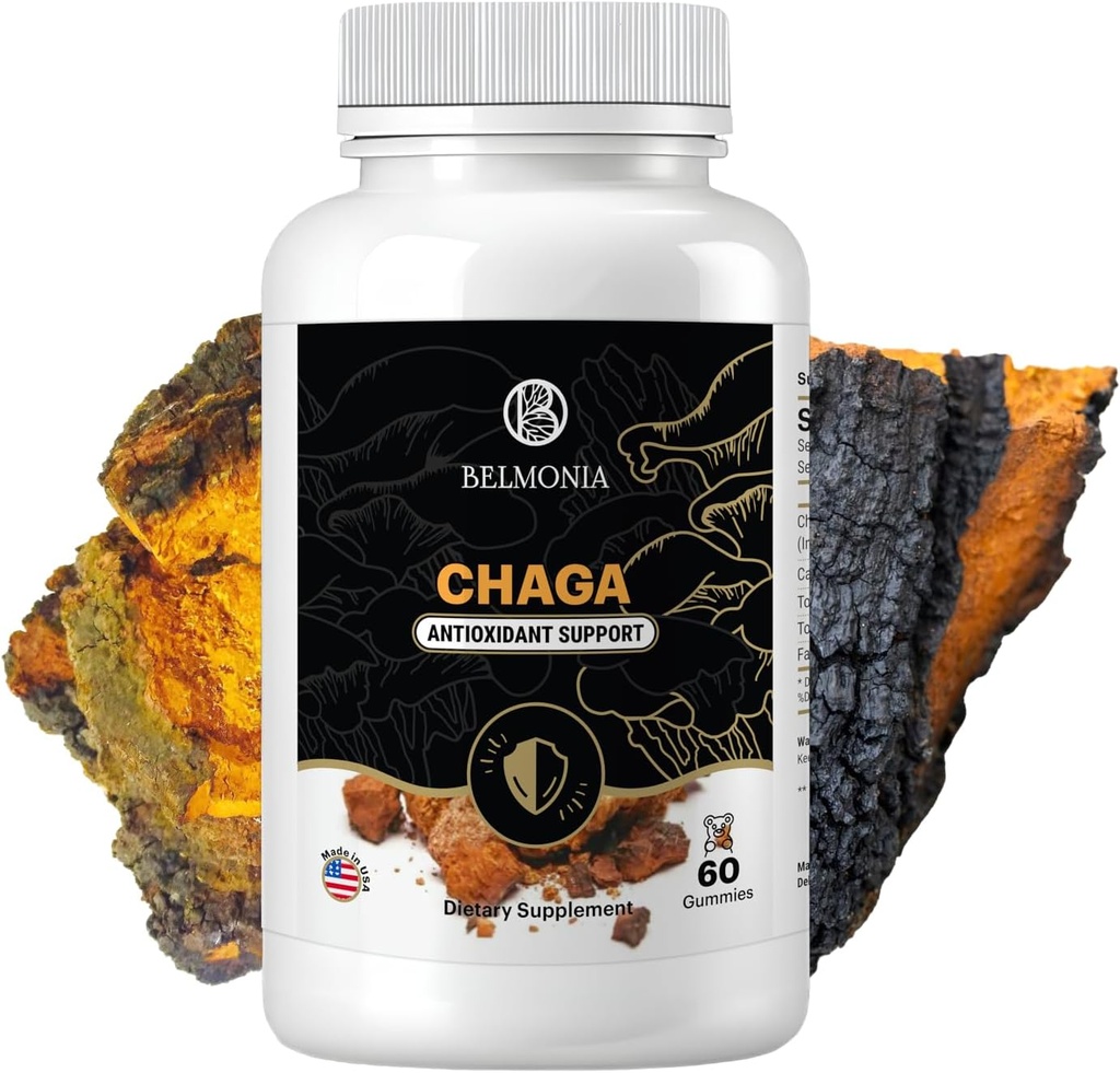 Chaga Mushroom Gummies - Antioxidant Immunsupport - Kosttilskud - 60 Gummies - Lavet i USA - Shrooms for Health - Organic Vegan Frencly