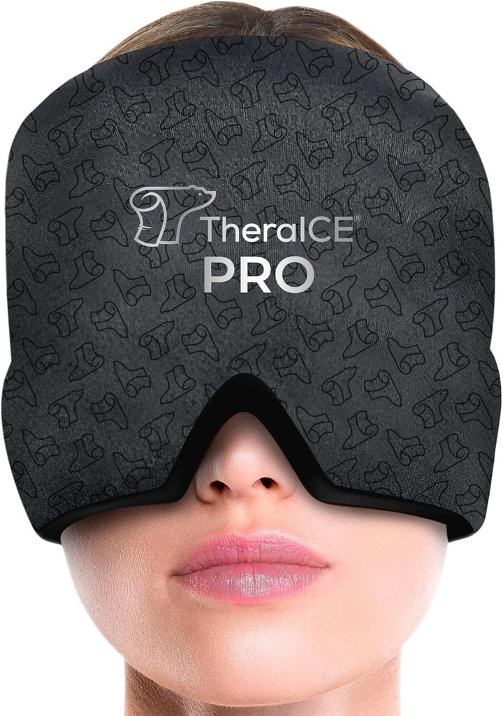 Theraice Migræne Relief Cap PRO, Headache Relief Cap, Ice Face Mask, Cold Compress Head Wrap for Spænde Hovedpine Relief, Stress & tømmermænd, FocusZone Teknologi giver ekstra køling & tryk