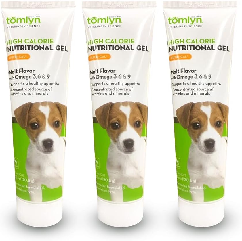 Tomlyn Nutrition -Cal Malt- Smagsfarvet High- Calorie Nutritional Gel til hvalpe, Hjælper Support a Sund Appetite Providing Extra Calories, Vitamin & Min i en Tasty Supplement, 4.25oz-3 Pack