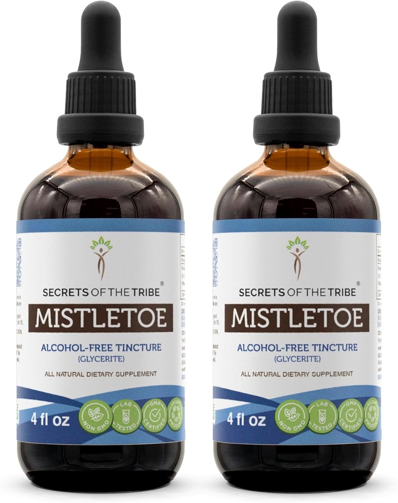 Hemmeligheder af Tribe Misteltenen Tincture Alkohol- Free Liquid Extract, Misteltenen (Viscum Album) Tørret urt (2x4 FL OZ)