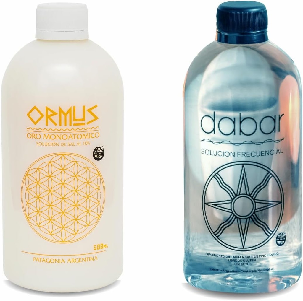 Monoatomic Gold Ormus & Zink Frekvens Solution, 500 ML Hver, Natural Patagonia Sea Minerals & Natural Zink Boost, Kit- Magnesium, zink, Calcium, Jern, Kalium & Phosphorus fra Havet