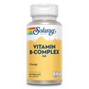 SOLARAY vitamin B Complex 50 mg - Cellular Energy Vitamin - Metabolisme og nerve Health Support med vitamin B12, vitamin B1, B6, Niacin, folinsyre, biotin og andre B Vitamin - Vegan, 100 VegCaps