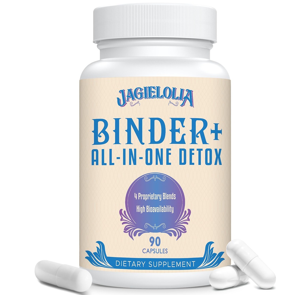All- in- One Detox Binder Supplement 1500 MG - Høj biotilgængelighed, Lever Gut Detox Rengøring med aktiveret kul, Zeolit & Bentonit Clay for toksiner, lever, fordøjelsesbesvær, 90 Vegankapsler