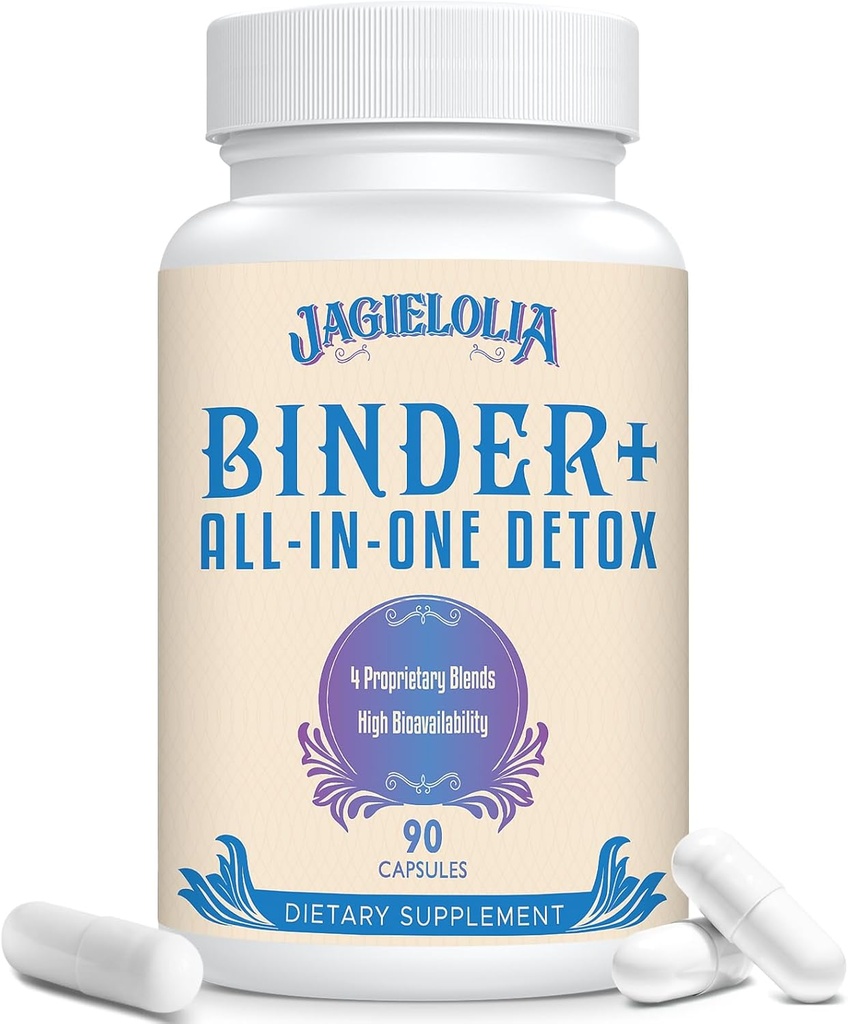 All-in-One Detox Binder Supplement 1500 MG - High Bioavailability, Liver Gut Detox Cleanse with Activated Charcoal, Zeolite & Bentonite Clay for Toxins, Liver, Digestive, 90 Vegan Capsules