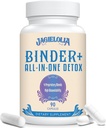 All- in- One Detox Binder Supplement 1500 MG - Høj biotilgængelighed, Lever Gut Detox Rengøring med aktiveret kul, Zeolit & Bentonit Clay for toksiner, lever, fordøjelsesbesvær, 90 Vegankapsler