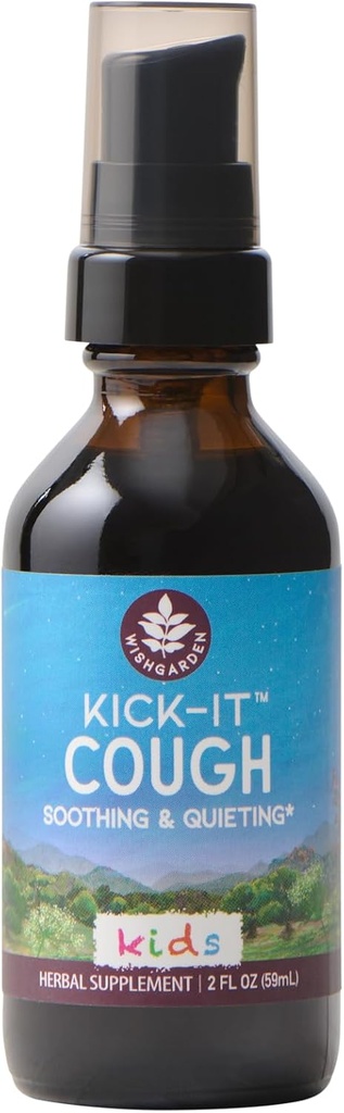 WishGarden urter Kick- Host for børn - Natural Herbal Host Suppressant for børn & Childrens Expectorant Hjælper rolig Stubborn hoste og Sothe Sore Throats, Sikker & Effektiv for børn 0-12, 2oz