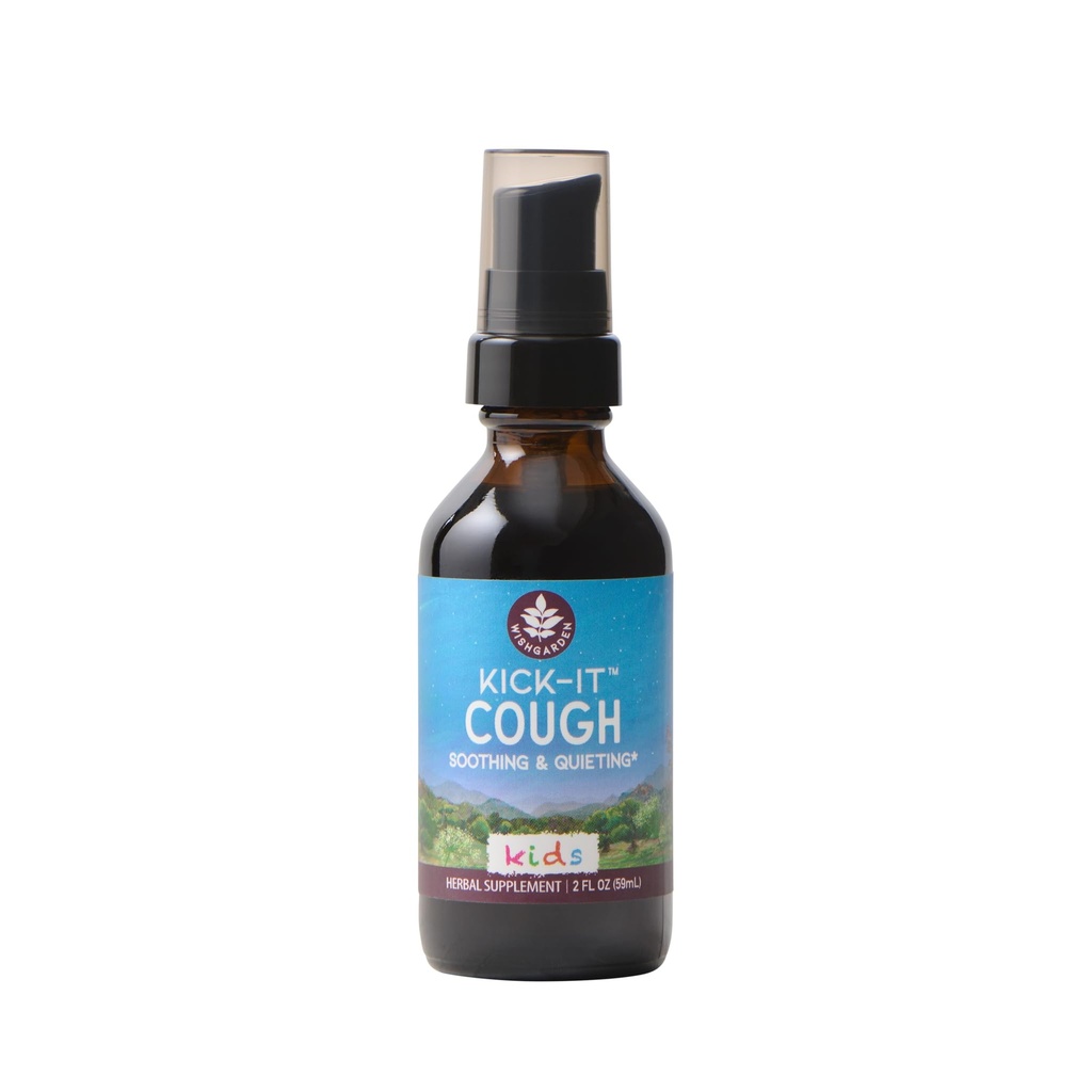 WishGarden urter Kick- Host for børn - Natural Herbal Host Suppressant for børn & Childrens Expectorant Hjælper rolig Stubborn hoste og Sothe Sore Throats, Sikker & Effektiv for børn 0-12, 2oz