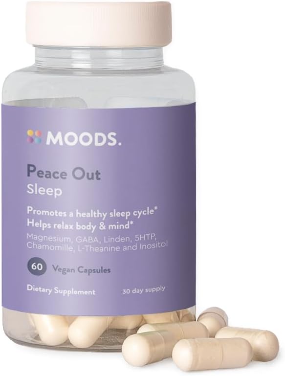 Moods er 124; Peace Out er 124; Natural Sleep Aid Supplement 124; Deep Sleep. Slap af og rolig for bedre nætter Rest 124; Magnesium, GABA, Kamille, 5-HTP, L- Theanine, Myo-Inositol- 124; 60 Vegankapsler til 30 dage