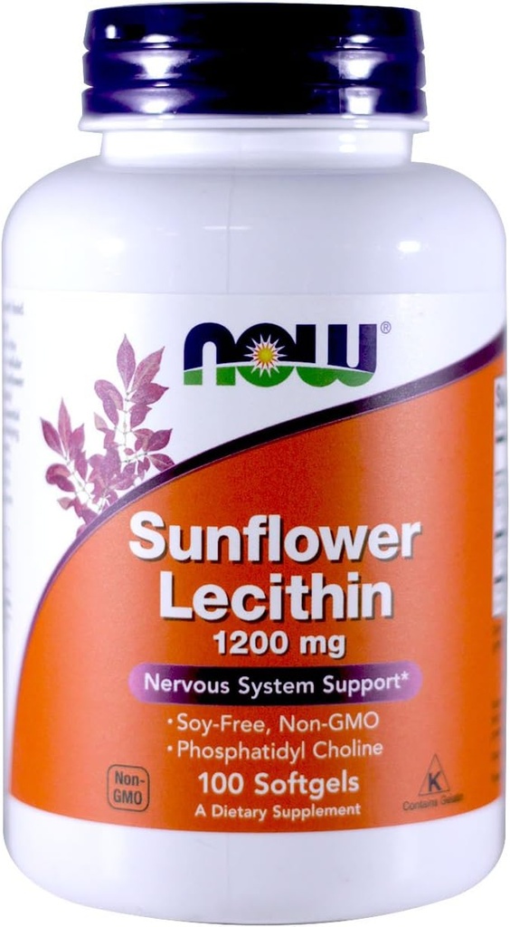Nu fødevarer Sunflower Lecithin Non- GMO, 1200mg, 100 Sgels (2 Pack)
