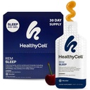 Healthycell REM Sleep Support for voksne - Flydende gel ekstra styrke søvn supplement med Melatonin, Magnesium, L- Theanin, GABA & Natural Calming Herbs - 30 Gel pakker, Cherry Flavored
