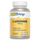 SOLARAY L- Arginin 500 mg, nitrogenoxid tillæg, Endurance, Energy, Heart Health Support, 100 Servere, 100 VegCaps