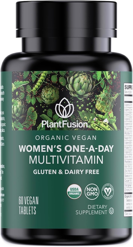 PlantFusion Organic Multivitamin for Women - One Daily Whole Food Blend Women 's Multivitamin - Vegan, Non- GMO, Gluten Free & Dairy Free - 60 tabletter (2 måneders levering)
