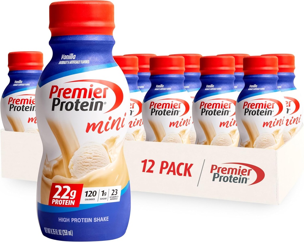 Premier Protein Shake MINI, Vanilla, 22g Protein, 120 kalorier, 1g Sugar, 8.75fl oz, Pack of 12